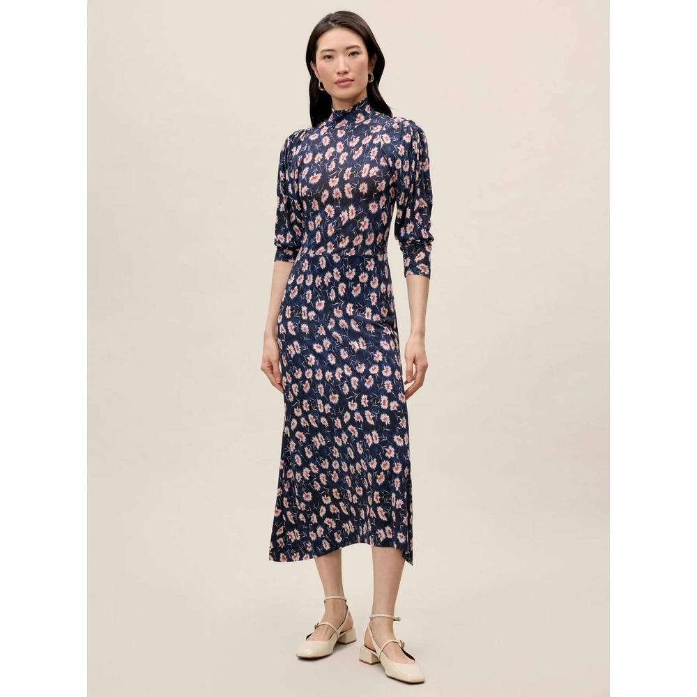 Rebecca Taylor Long Sleeve Floral Mock Neck Maxi Dress Long Sleeve Quiet Luxury